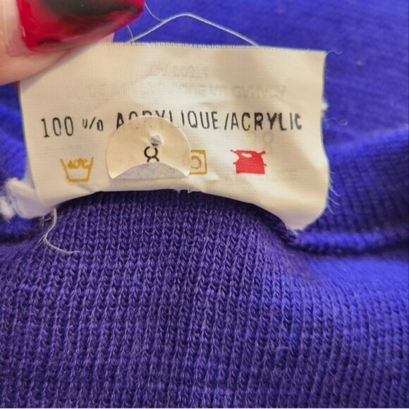 Vintage Purple Floral Tunic Sweater Cottagecore Academia 90s 1990s Knit … - Picture 4 of 10